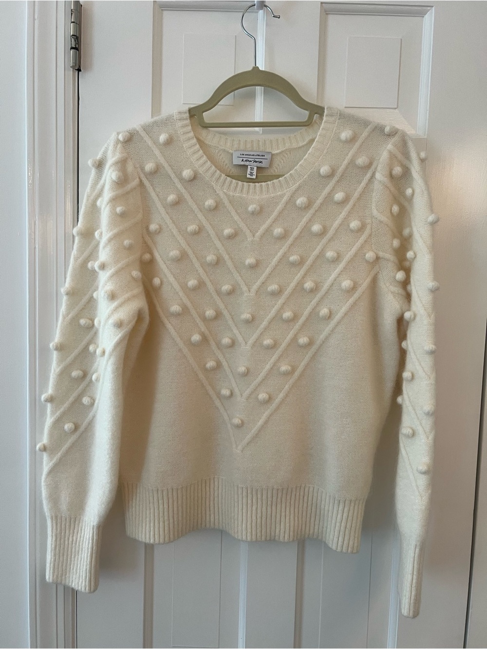 & Other Stories Cream Pom-Pom Crewneck Sweater